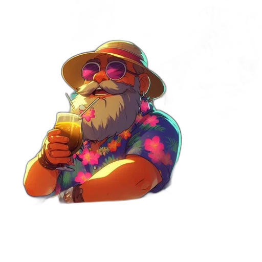 staff, hat, food, bottle, concept art, watercolor, vaporwave, pixel art transparent PNG cut-out