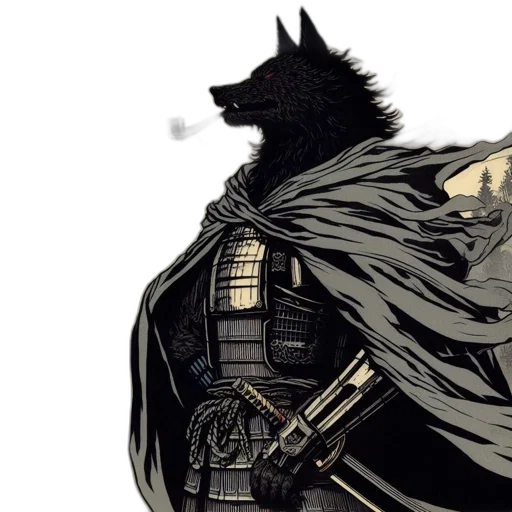 mask, weapon, animal, comic book art, concept art, fantasy art, pixel art, dark transparent PNG cut-out