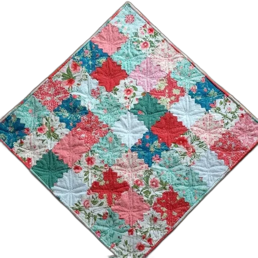 colorful, patchwork, quilt, various, patterns, fabrics, laid, out transparent PNG cut-out