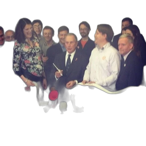 staff, group, people, stand, behind, table, blue, tablecloth transparent PNG cut-out
