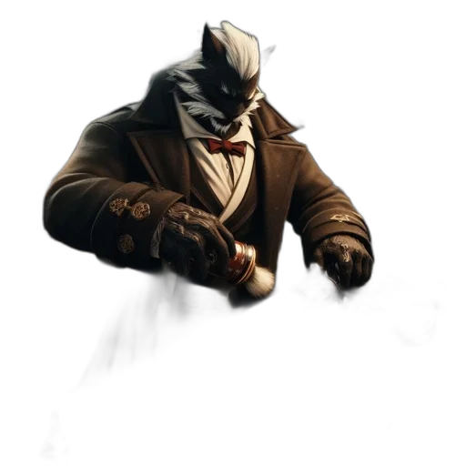 mask, jacket, face, creature, concept art, comic book art, fantasy art, 3d render transparent PNG cut-out