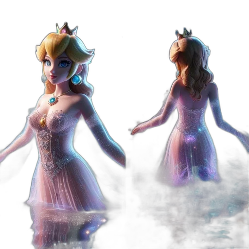 dress, crown, mask, concept art, 3d render, fantasy art, pixel art, underwater transparent PNG cut-out