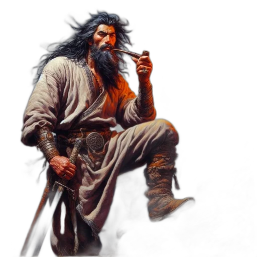 sword, staff, weapon, concept art, fantasy art, photorealistic, comic book art, fog transparent PNG cut-out
