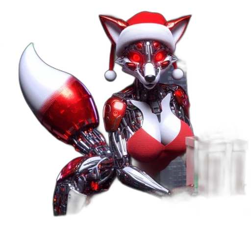 robot, concept art, 3d render, pixel art, fantasy art, futuristic, robotic, fox transparent PNG cut-out
