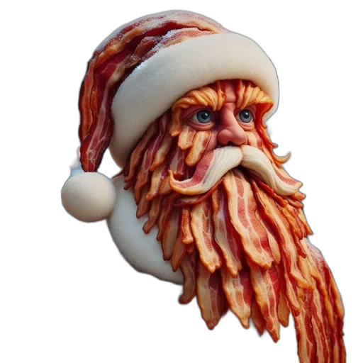 hat, food, 3d render, photorealistic, concept art, unconventional, santa, claus transparent PNG cut-out