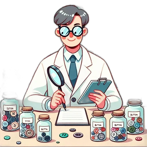 cartoon, eccentric, scientist, donning, lab, coat, tie, surveys transparent PNG cut-out