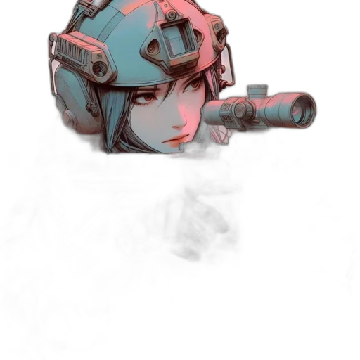 robot, weapon, mask, face, cyberpunk, concept art, 3d render, vaporwave transparent PNG cut-out