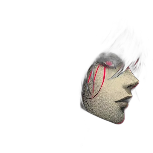 mask, face, hair, robot, 3d render, concept art, cyberpunk, photorealistic transparent PNG cut-out