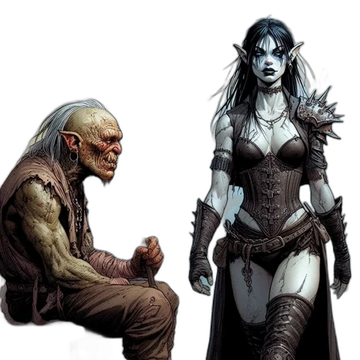 concept art, comic book art, fantasy art, old, town, setting, features, grotesque transparent PNG cut-out