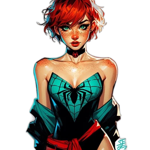 dress, comic book art, concept art, fantasy art, watercolor, red, colorful, dark transparent PNG cut-out