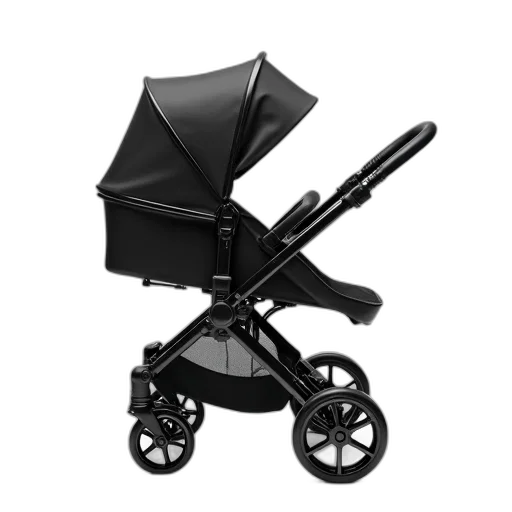 umbrella, black, stroller, seat, canopy, displayed, against, white transparent PNG cut-out
