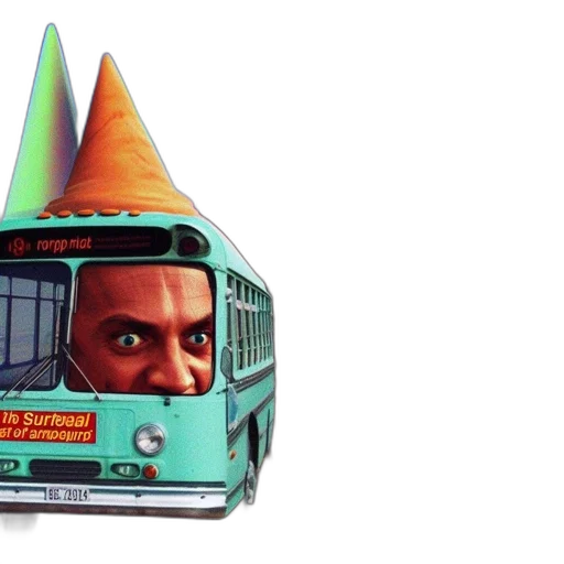 hat, car, mask, concept art, 3d render, surreal, composition, bus transparent PNG cut-out