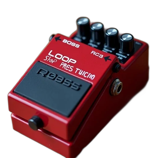 red, boss, rc-3, loop, station, pedal, displayed, wooden transparent PNG cut-out
