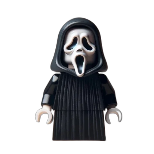 mask, creature, 3d render, concept art, lego, figure, dressed, ghostface transparent PNG cut-out