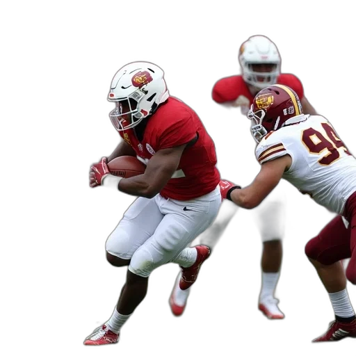 group, football, players, red, white, uniforms, field, one transparent PNG cut-out