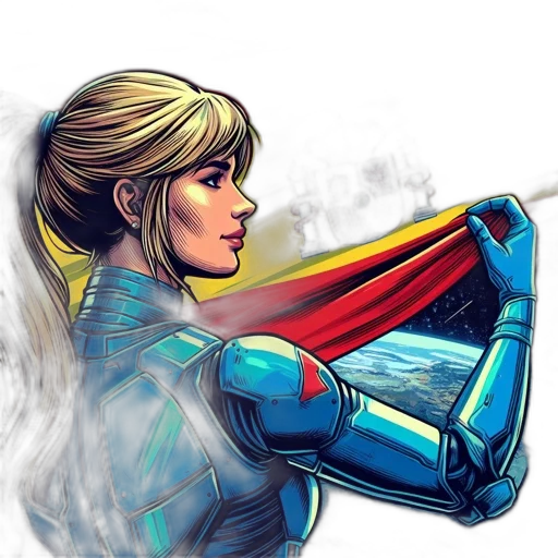 comic book art, concept art, fantasy art, watercolor, blue, woman, long, blonde transparent PNG cut-out