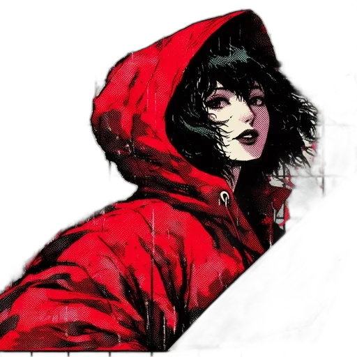 jacket, face, umbrella, mask, comic book art, concept art, cyberpunk, anime transparent PNG cut-out