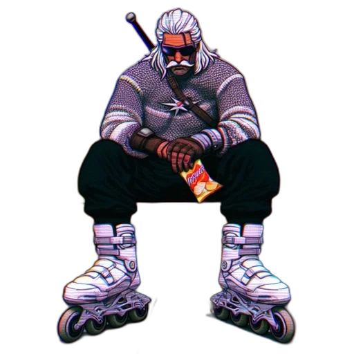 weapon, jacket, staff, sword, pixel art, concept art, vaporwave, cyberpunk transparent PNG cut-out