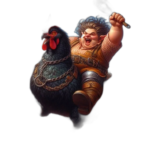 animal, weapon, concept art, fantasy art, pixel art, 3d render, anthropomorphic, rooster transparent PNG cut-out