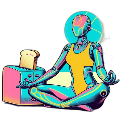 robot, jewelry, vaporwave, concept art, cyberpunk, pixel art, outer space, neon lights transparent PNG cut-out