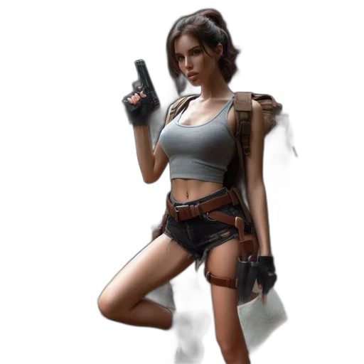 weapon, staff, concept art, fantasy art, pixel art, cyberpunk, woman, explores transparent PNG cut-out