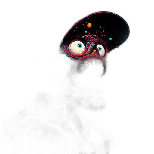 hat, creature, mask, robot, concept art, 3d render, pixel art, comic book art transparent PNG cut-out