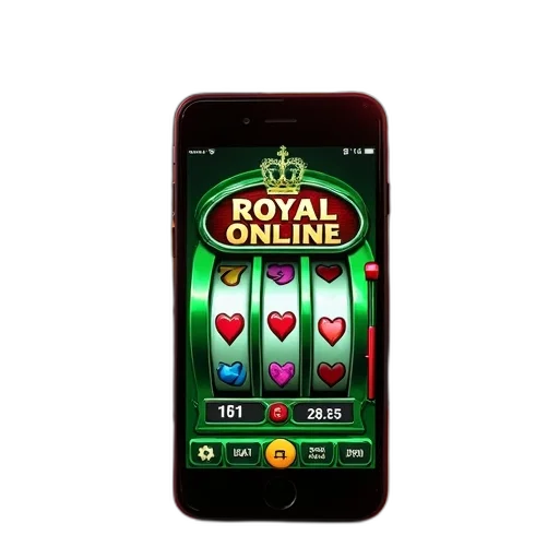 smartphone, displaying, slot, machine, game, title, royal, online transparent PNG cut-out