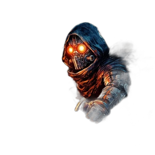 mask, creature, face, robot, concept art, fantasy art, 3d render, pixel art transparent PNG cut-out
