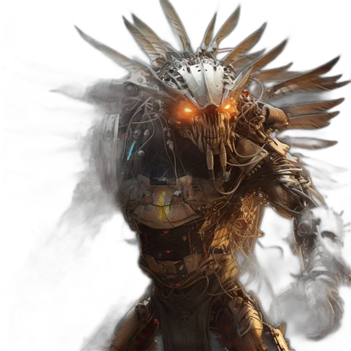 robot, dragon, creature, mask, concept art, fantasy art, 3d render, cyberpunk transparent PNG cut-out