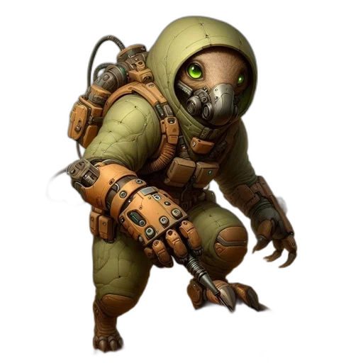 robot, creature, animal, weapon, concept art, 3d render, cyberpunk, outer space transparent PNG cut-out