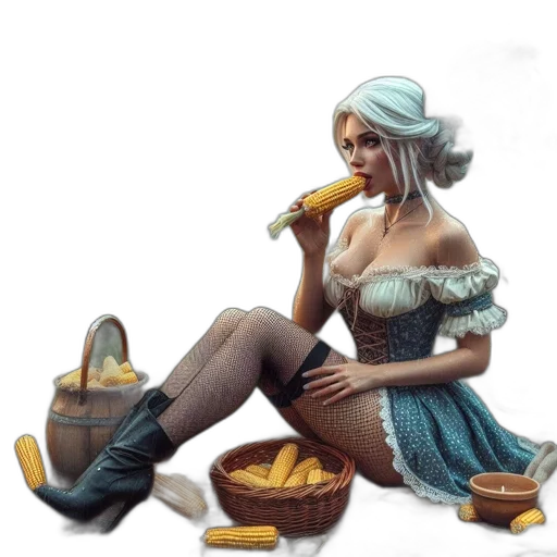 food, dress, shoes, fantasy art, concept art, pixel art, 3d render, golden transparent PNG cut-out