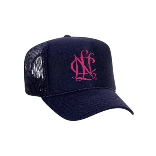 hat, crown, navy, blue, trucker, pink, logo, featuring transparent PNG cut-out