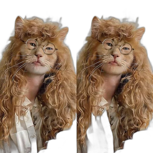 photorealistic, 3d render, digitally, manipulated, image, cat, human-like, facial transparent PNG cut-out