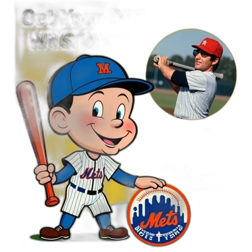vintage, advertisement, wristwatch, featuring, cartoon, character, resembling, baseball transparent PNG cut-out