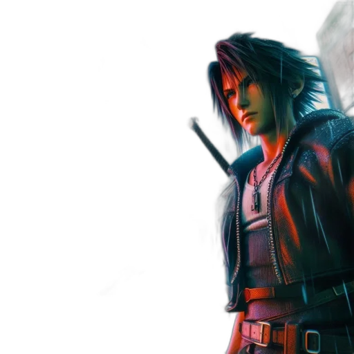 concept art, fantasy art, comic book art, cyberpunk, character, spiky, black, hair transparent PNG cut-out