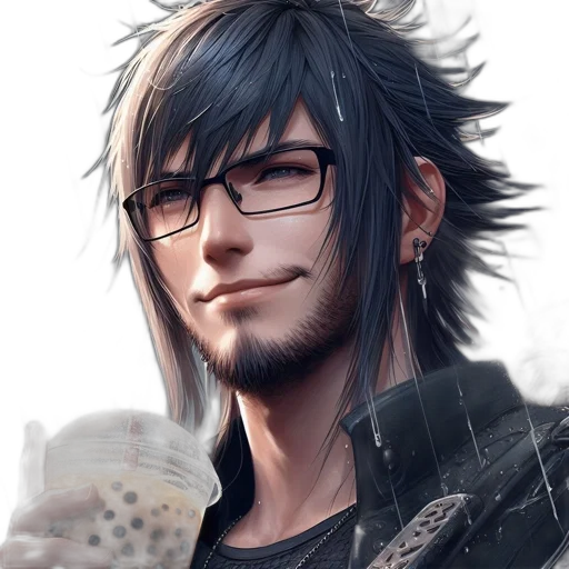 staff, face, photorealistic, fantasy art, anime, concept art, dark, monochrome transparent PNG cut-out