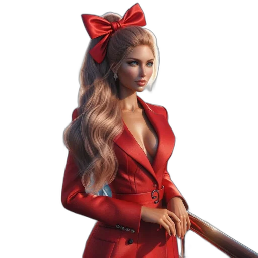 dress, staff, hair, 3d render, concept art, photorealistic, fantasy art, red transparent PNG cut-out