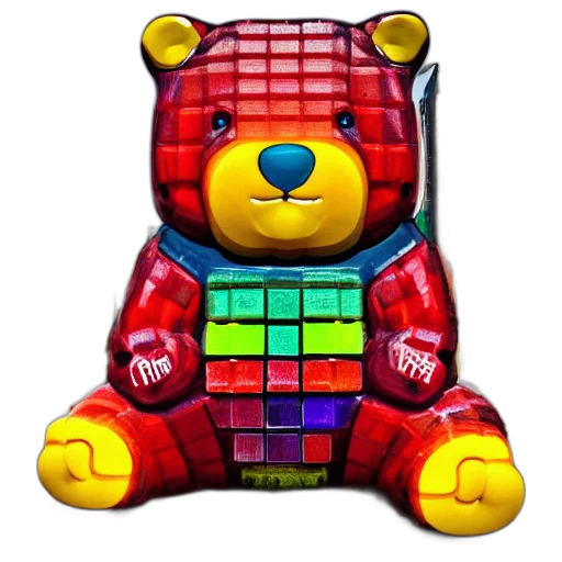 robot, cyberpunk, 3d render, pixel art transparent PNG cut-out