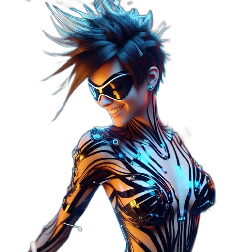 robot, cyberpunk, comic book art, concept art, fantasy art, neon lights, neon, golden transparent PNG cut-out