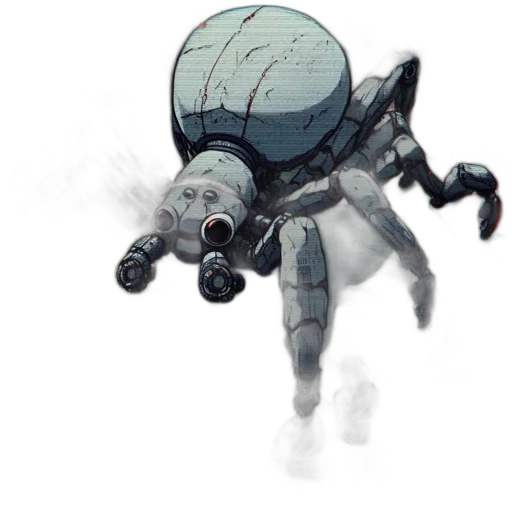 robot, creature, weapon, umbrella, concept art, comic book art, pixel art, 3d render transparent PNG cut-out