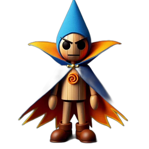staff, jacket, hat, 3d render, pixel art, concept art, fantasy art, wooden transparent PNG cut-out