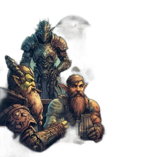 fantasy art, concept art, comic book art, pixel art, illuminated, fantasy, tavern, bustling transparent PNG cut-out