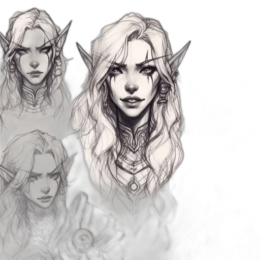 concept art, fantasy art, comic book art, pencil sketch, dark, illustrations, display, female transparent PNG cut-out