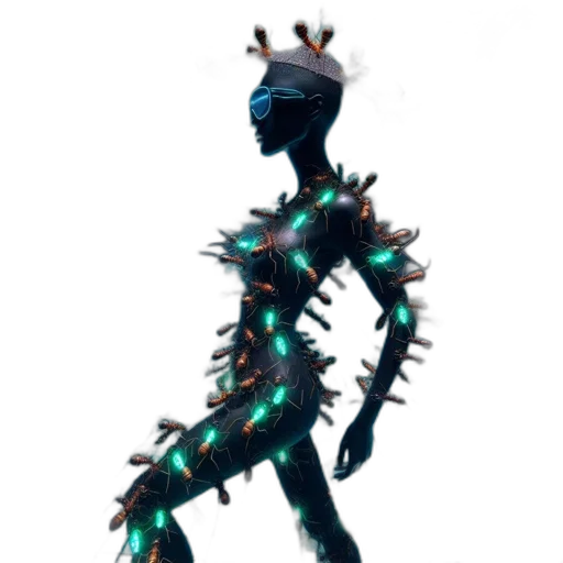creature, dragon, robot, staff, concept art, 3d render, fantasy art, cyberpunk transparent PNG cut-out
