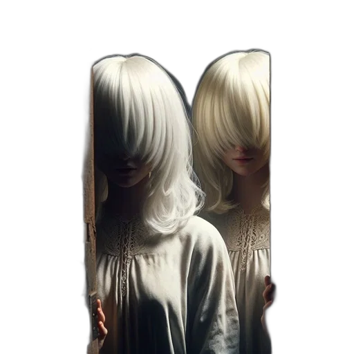 hair, jacket, mask, dress, photorealistic, 3d render, concept art, anime transparent PNG cut-out