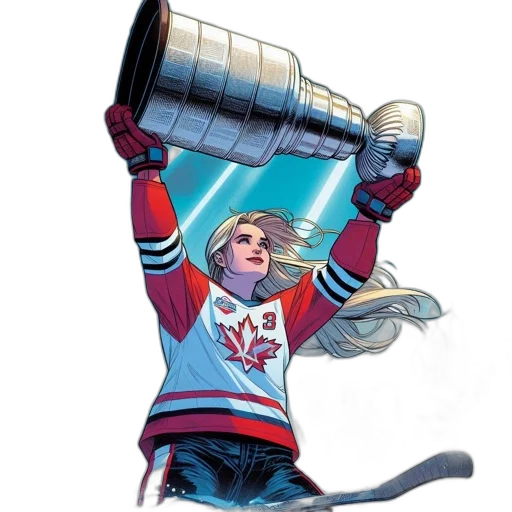 concept art, comic book art, cartoon, fantasy art, woman, ice, hockey, jersey transparent PNG cut-out