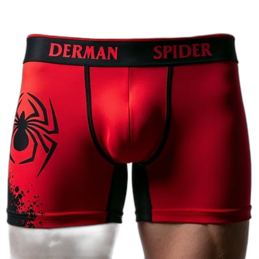 3d render, pair, red, black, spiderman, boxer, shorts, logo transparent PNG cut-out