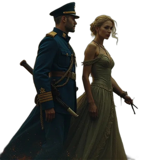 dress, staff, crown, sword transparent PNG cut-out