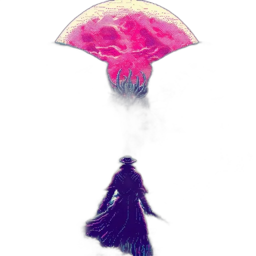 umbrella, hat, hair, flower, watercolor, concept art, fantasy art, vaporwave transparent PNG cut-out
