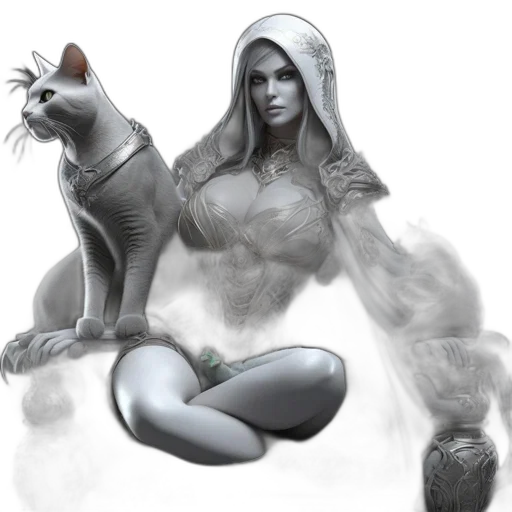 animal, creature, fantasy art, concept art, comic book art, photorealistic, snow, monochrome transparent PNG cut-out